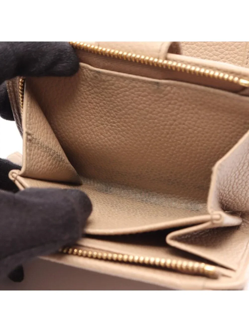 Prada Bifold Wallet Beige Leather L